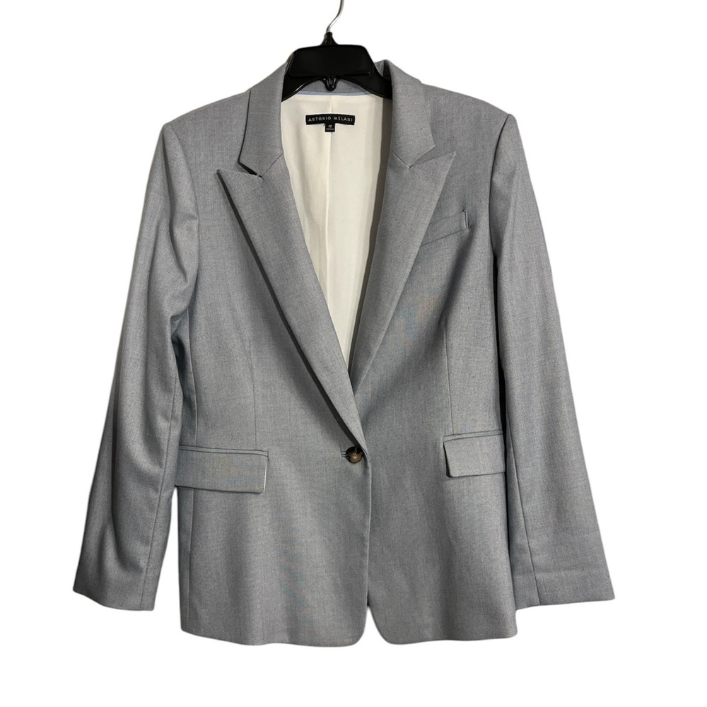 ANTONIO MELANI Silver Gray Single-Button Blazer